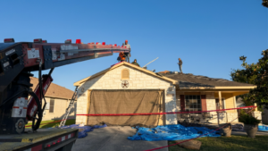 Professional roof replacement experience on a residential home in San Antonio, Texas, showing roof tear-off, underlayment installation, new shingles, and final cleanup by expert roofers.